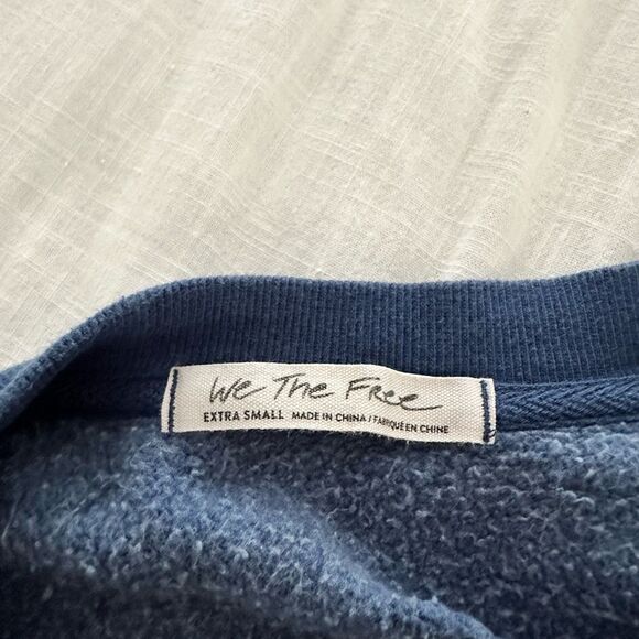 Free People We the Free Women’s Blue Extra Small Cropped Pullover Sweatshirt - Picture 4 of 6